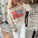 Oatmeal Flag Wavers Sweater Top