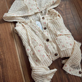 Warm Breeze Cream Floral Gauze/Mesh Mix Hooded Button Down