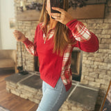Red Juniper Plaid Pullover