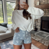 Cutie in Distress Denim Shorts