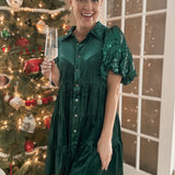 Divine Allure Hunter Green Velvet Tiered Mini