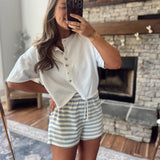 Navy Zinnia Knit Shorts