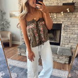 Cacao Feeling Floral Poplin Tank