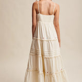 Ecru Pressed Petals Maxi Dress