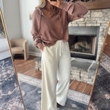 Cream Ebby Ribbed Wide Leg Sweatpants