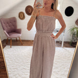 Brown Gingham & Gossip Jumpsuit