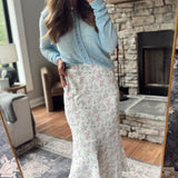 Thalia Off White Floral Midi Skirt