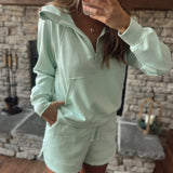 Walk A Mile Soft Mint Cropped Hoodie Jacket