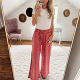 Scarlett Red Wide Leg Terry Pants