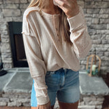 Totally Blushing Beige Confetti Block Henley