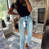 Risen Light Tummy Control HR Straight Crop Cuffed Jeans