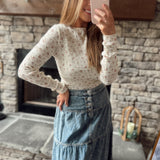 Cream Floral Multi Textured Long Sleeve