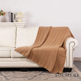 Khaki Cable Knit Solmere Blanket