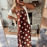 Brown Polka Dot Cami Maxi Dress