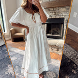 Sable Off White Piping Detail Midi