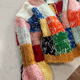 Grannys Favorite Rainbow Colorblock  Knit Cardi