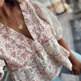 Pink Floral Loretta Ruffled Top