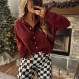 Wine Piper Knit Cardigan