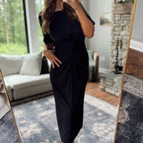 Plot Twist Black Short Sleeve Front Twist Maxi