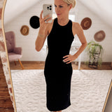 Mandy Black Halter Cross Back Midi