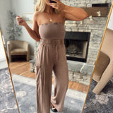 Chocolate Livia Strapless Jumpsuit