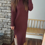 Carried Away Black Turtleneck Rib Sweater Midi