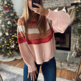 Pink Sweetheart Stripe Chunky Knit Sweater