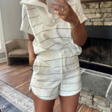 Cream/Black Striped Scuba Tulip Shorts