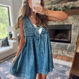 Denim Pleated Top Mini