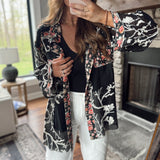 Noir Bloom Crochet Lace Button Down Top