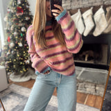 Sherbet Stripe Fuzzy Sweater
