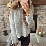 Irma Grey Mock Neck Knit Sweater