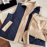 Navy & Tan Mixed Quilt Vest
