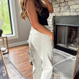 Risen Almond HR Crop Wide Barrel Cargo Pocket Pants