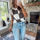 Charcoal Checkmate Knit Short Sleeve