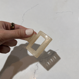 Cream Rectangle Claw Clip