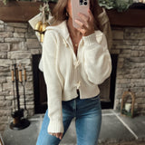 Bundle Up Cream Knit Toggle Button Collared Cardi