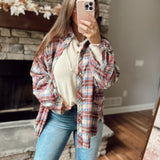 Zoey Burgundy Crinkled Plaid Button Down