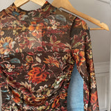 Chocolate Floral Ruched Bodysuit