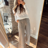 Mocha Mineral Washed Wide Leg Pant