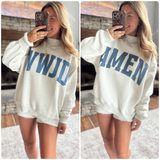 Ash Gray WWJD & Amen Mock Neck Sweatshirt