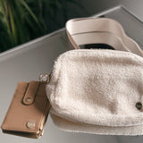 Cream Teddy Belt Bag with Card Holder