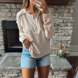 Totally Blushing Beige Confetti Block Henley