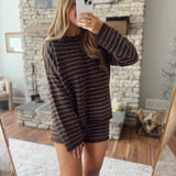 Brown Striped Ryanna Shorts