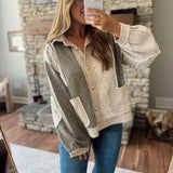 Beige Paisley Contrast Colorblock Quilted Jacket