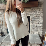 Ivory Precious Pearl Crew Neck Sweater