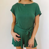 Tawny Green Tie Waist Romper