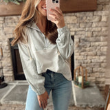 Green/Grey Coast Line Stripe Mix French Terry Half Zip