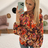Changing of the Seasons Eggplant Satin Long Sleeve Blouse