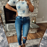 Risen Dark HR Skinny Distressed Knee Denim